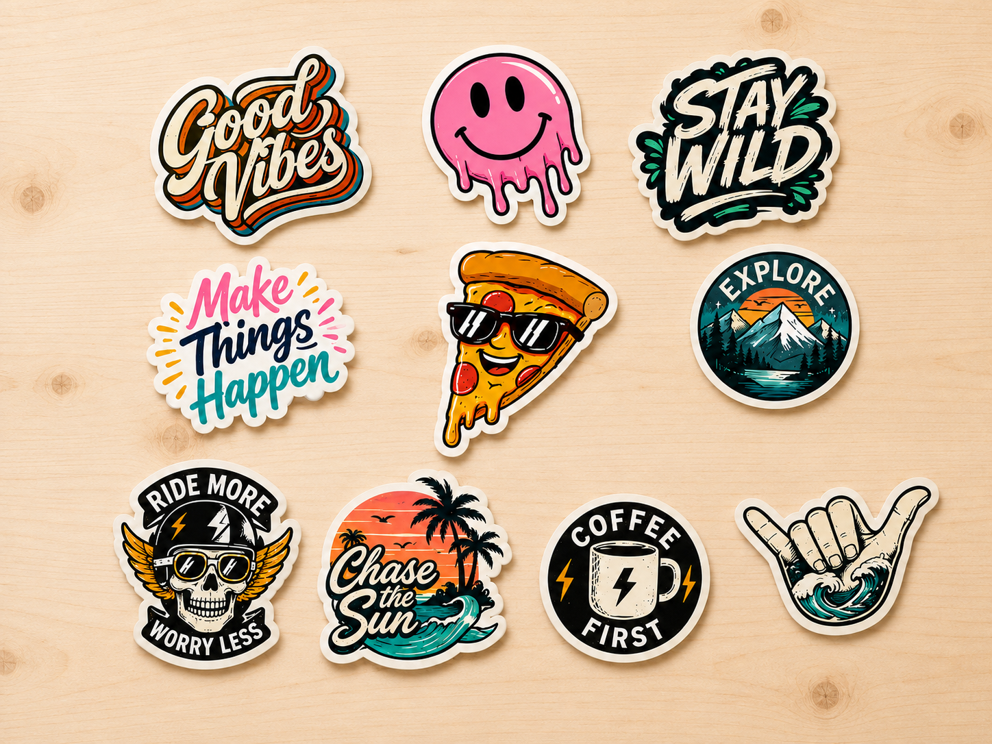 Custom sticker examples printed by StickersQuick